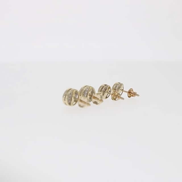 Natural Diamond 10K Yellow Gold Round Cluster Pave Stud Earrings 6.5mm-7.5mm