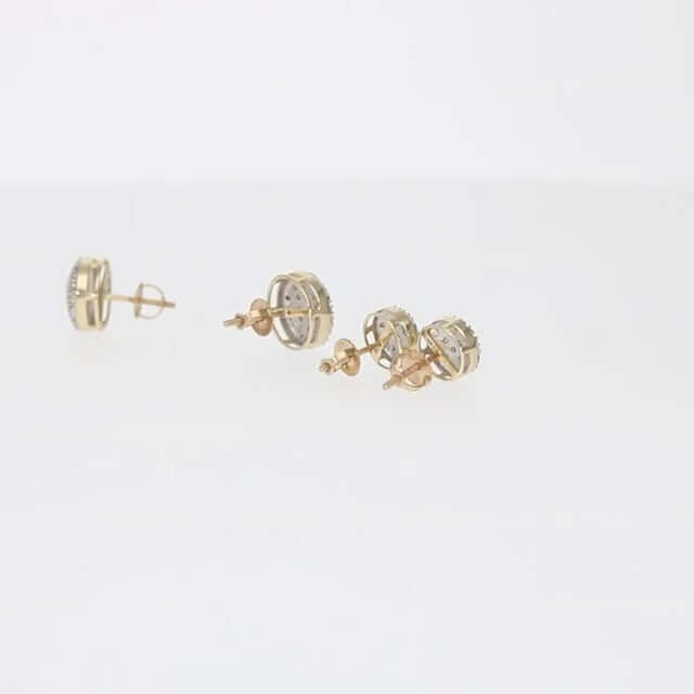 10K Yellow Gold Micro Pave Natural Diamond Stud Earrings 0.20Ct-0.30Ct