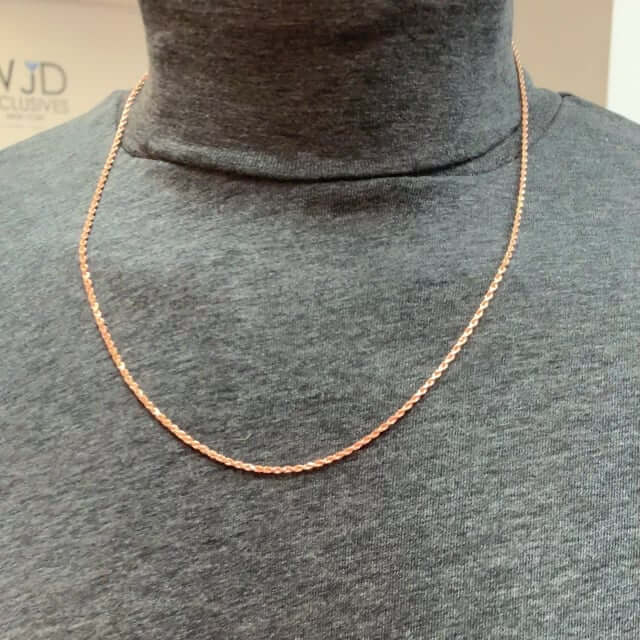 14K Rose Gold 2mm Diamond-Cut Rope Chain (Solid Links) 16"-30"