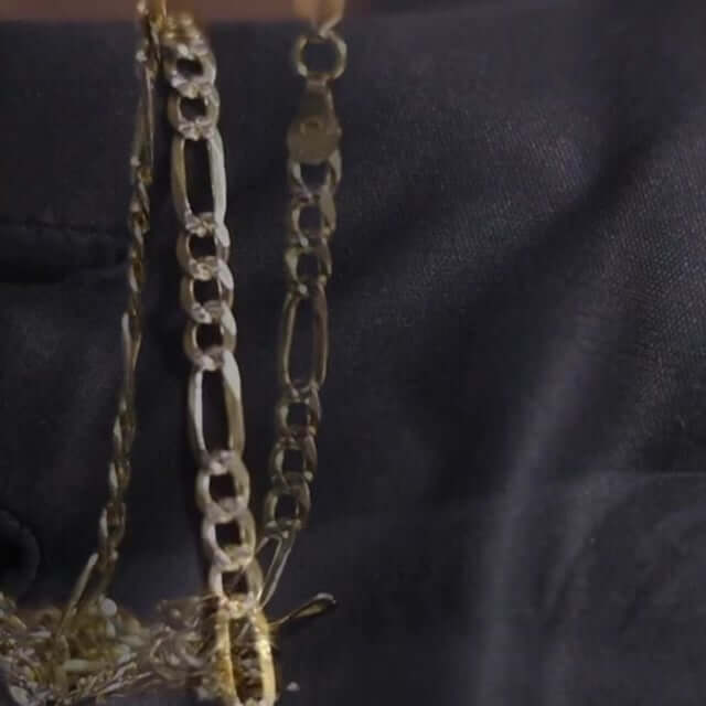 14K Gold Over Silver 4mm Diamond-Cut Pave Figaro Chain (Solid Links) 18"-30"