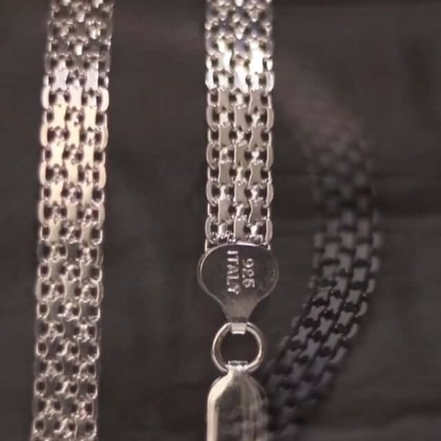 Sterling Silver 7mm Bismark Mesh Panther Chain (Solid Links) 16"-18"