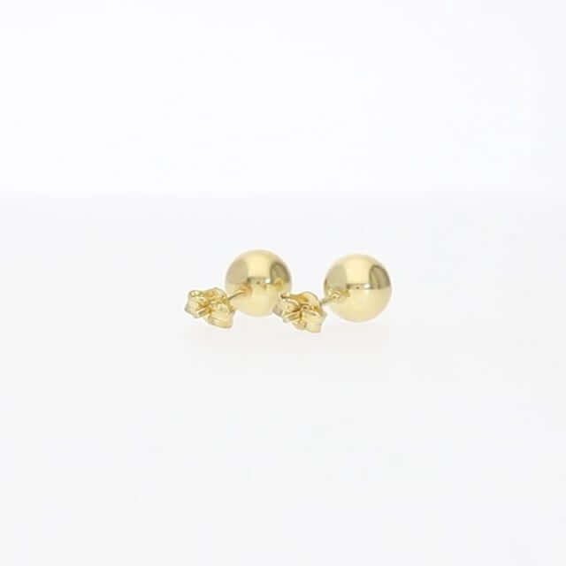 14K Yellow Gold Over Sterling Silver Ball Stud Earrings 3MM-10MM