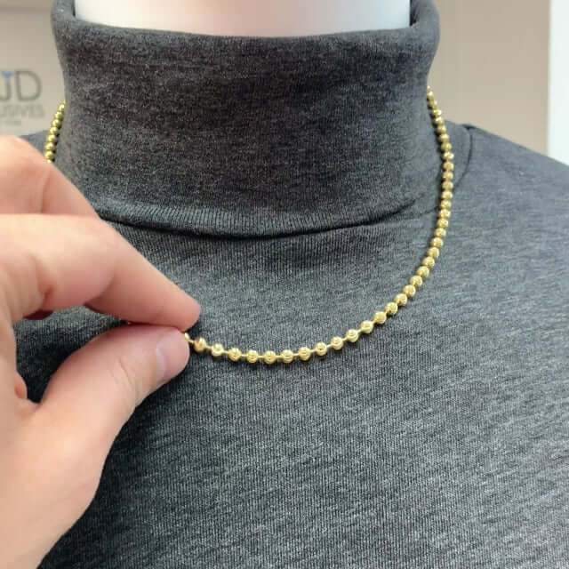 Yellow Gold Over Sterling Silver 4mm Ball Bead Moon-Cut Chain (Hollow) 18"-30"