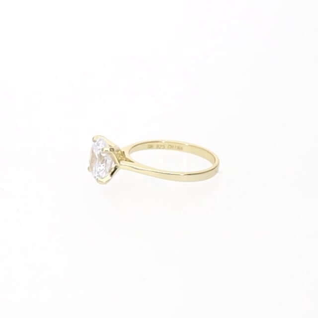 Yellow Gold Over Sterling Silver CZ Brilliant Solitaire Engagement Ring 0.85-3ct