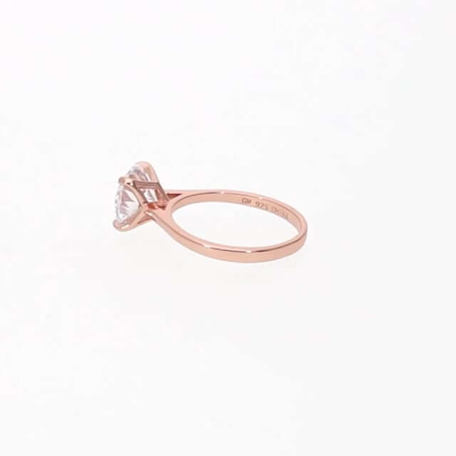 Rose Gold Over Sterling Silver CZ Brilliant Solitaire Engagement Ring 0.85-3ct