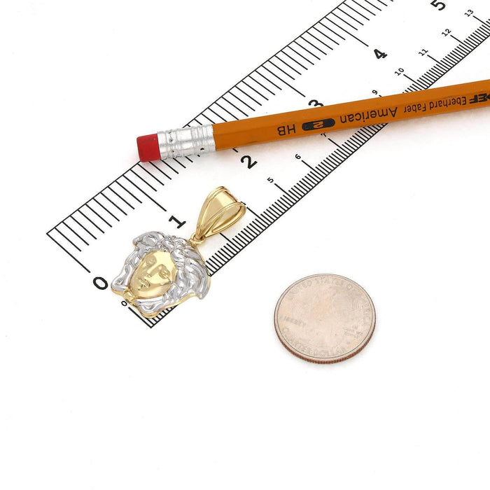 10K Yellow Gold 2-Tone Medusa Head Pendant 1.46"