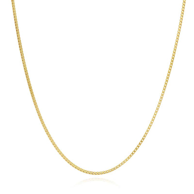 18K Yellow Gold Over Silver 1.2mm Franco Chain (Solid Links) 16"-30"