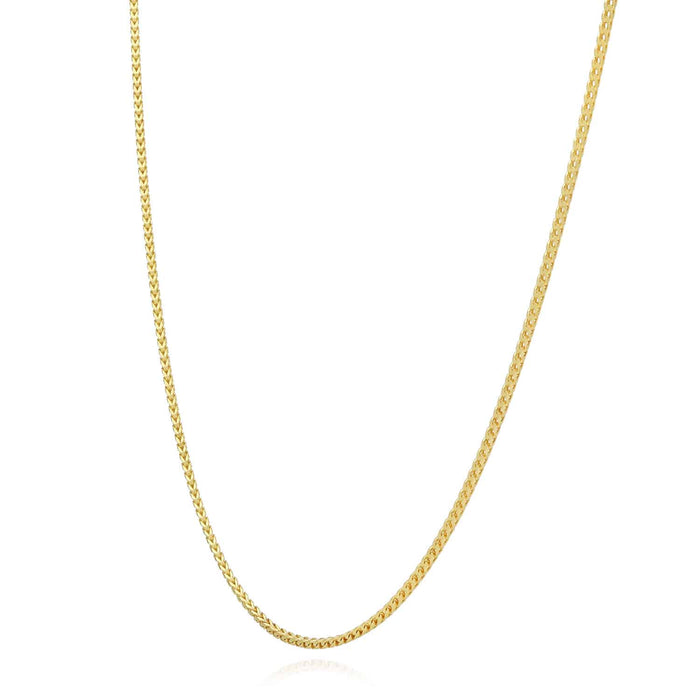 18K Yellow Gold Over Silver 1.2mm Franco Chain (Solid Links) 16"-30"