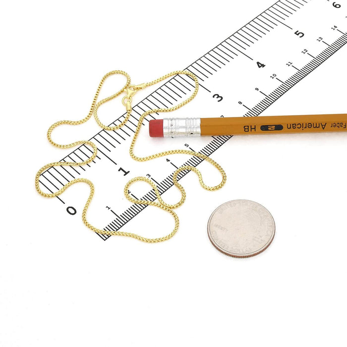 18K Yellow Gold Over Silver 1.2mm Franco Chain (Solid Links) 16"-30"