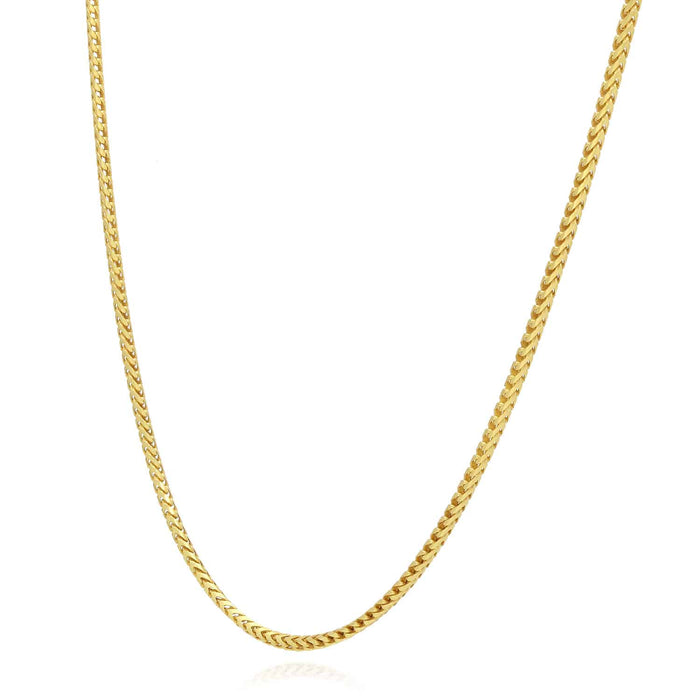14K Yellow Gold Over Silver 1.5mm Franco Chain (Solid Links) 16"-30"