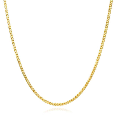 14K Yellow Gold Over Silver 1.8mm Franco Chain (Solid Links) 16"-30"