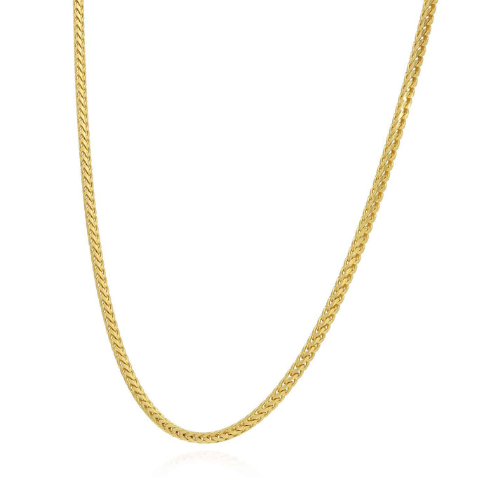 14K Yellow Gold Over Silver 1.8mm Franco Chain (Solid Links) 16"-30"