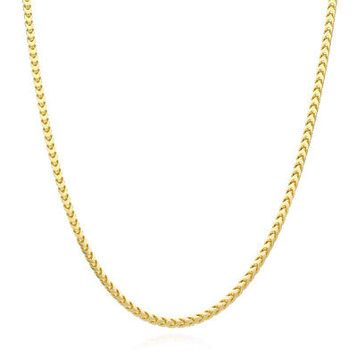 14K Yellow Gold Over Silver 2.5mm Franco Chain (Solid Links) 18"-30"