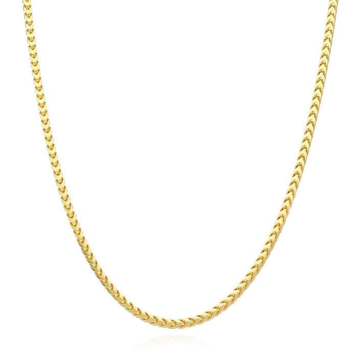 14K Yellow Gold Over Silver 2.5mm Franco Chain (Solid Links) 18"-30"