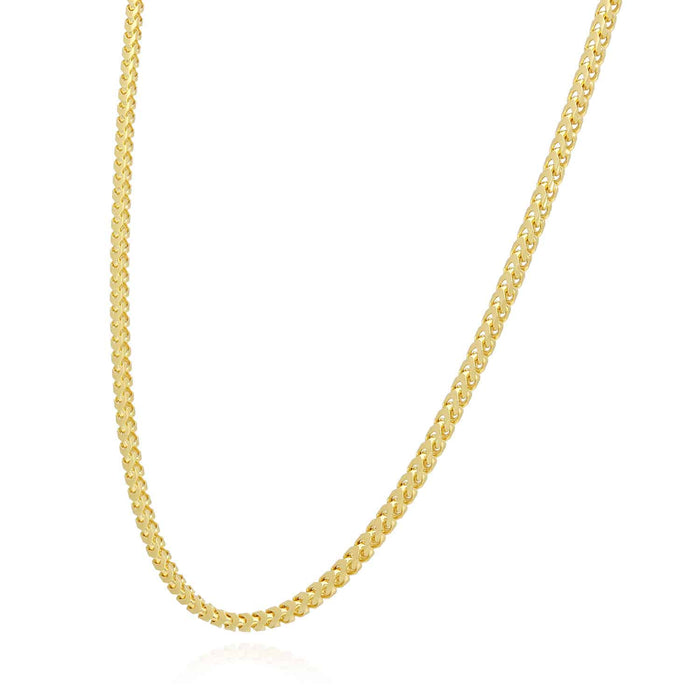 14K Yellow Gold Over Silver 2.5mm Franco Chain (Solid Links) 18"-30"