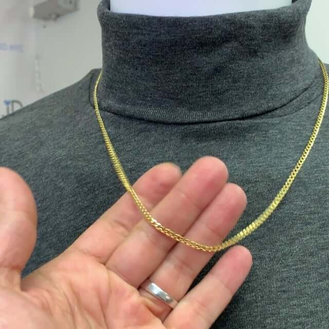 Kids 14K Yellow Gold Over Sterling Silver 2.8mm Cuban Chain (Solid Links) 16"-20"