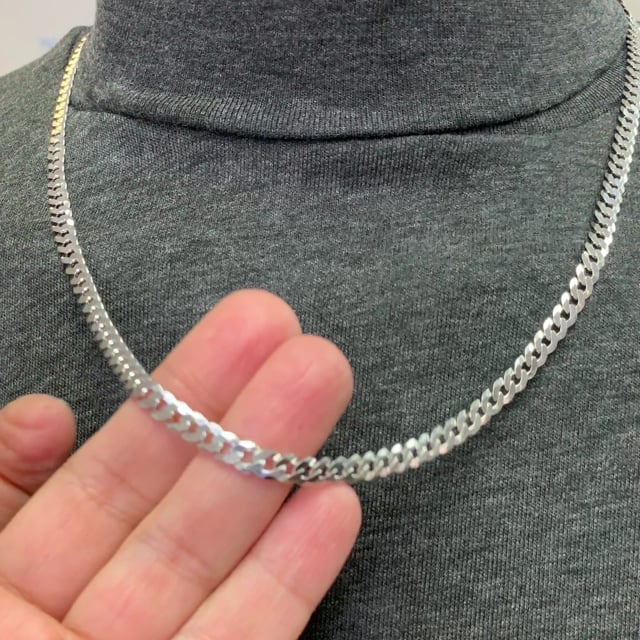 Solid 925 Sterling Silver 5.3mm Cuban Chain Necklace 18
