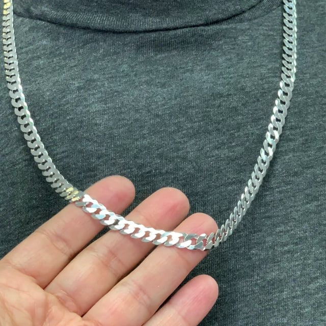 Solid 925 Sterling Silver 7mm Cuban Chain Necklace 20"-30"