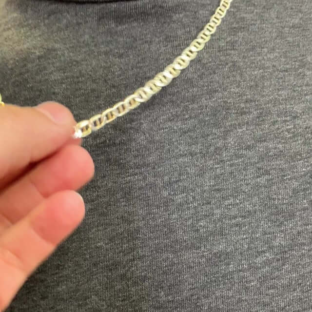 14K Yellow Gold Over Sterling Silver 5mm Diamond-Cut Mariner Anchor Chain (Solid Links) 18"-30"