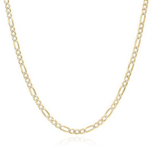 14k Yellow Gold Over 925 Silver 2.7mm Diamond-Cut Figaro Chain Necklace 16"-30"