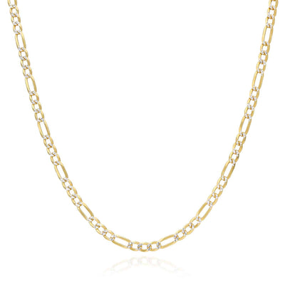 Kids 14K Yellow Gold Over Sterling Silver 2.7mm Diamond-Cut Figaro Chain (Solid Links) 16"-20"