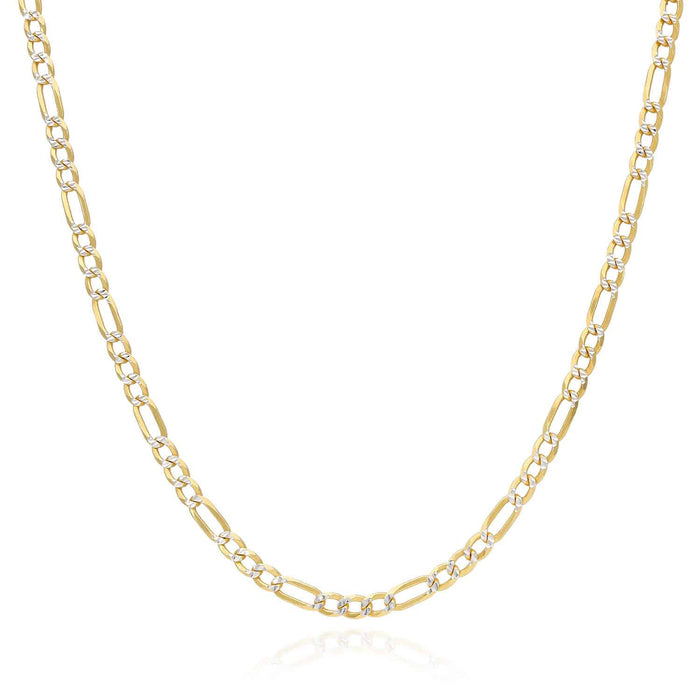 Kids 14K Yellow Gold Over Sterling Silver 2.7mm Diamond-Cut Figaro Chain (Solid Links) 16"-20"