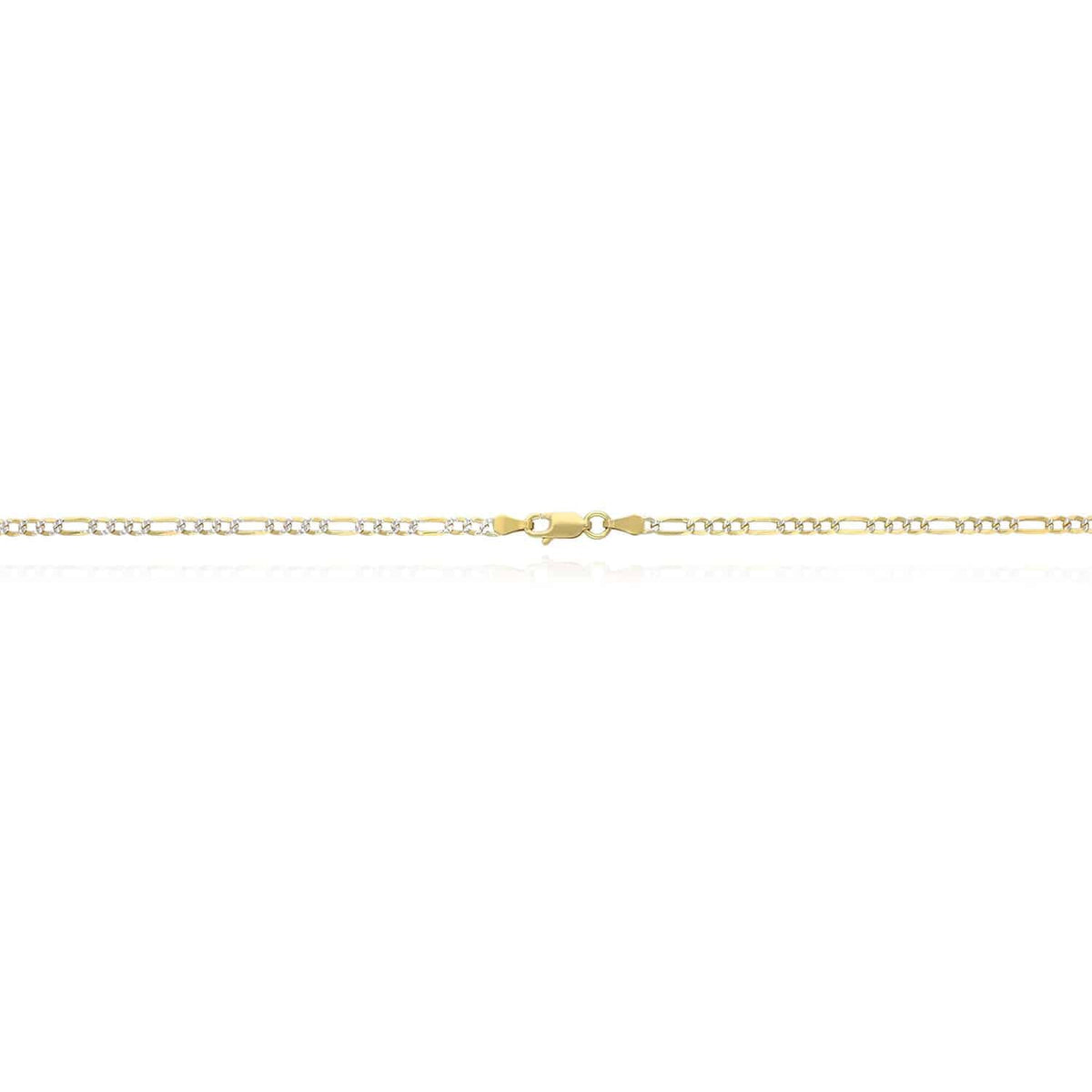 14K Yellow Gold Over Sterling Silver 2.7mm Diamond-Cut Figaro Chain (Solid Links) 16"-30"
