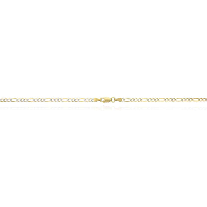 Kid's 14k Yellow Gold 925 Silver 2.7mm Diamond Cut Figaro Chain Necklace 16"-20"