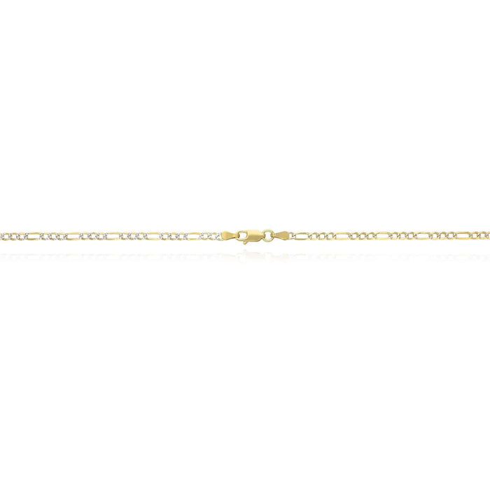 Kids 14K Yellow Gold Over Sterling Silver 2.7mm Diamond-Cut Figaro Chain (Solid Links) 16"-20"