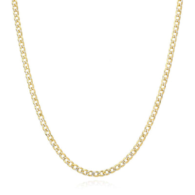 Kids 14K Gold Over Sterling Silver 2.7mm Diamond-Cut Cuban Curb Chain (Solid Links) 16"-20"