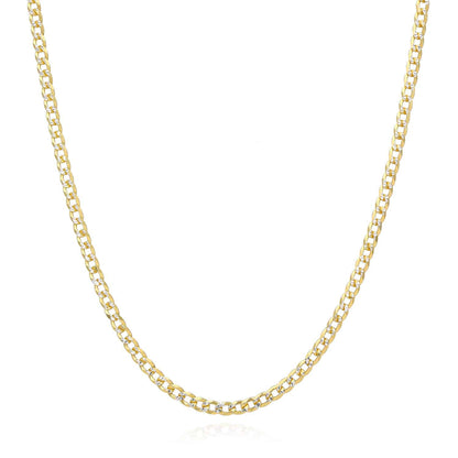 Kid's 14k Gold Over 925 Silver 2.7mm Diamond Cut Solid Cuban Curb Chain 16-20"