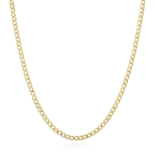 Kid's 14k Gold Over 925 Silver 2.7mm Diamond Cut Solid Cuban Curb Chain 16-20"