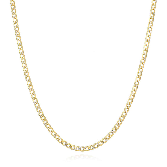 Kids 14K Gold Over Sterling Silver 2.7mm Diamond-Cut Cuban Curb Chain (Solid Links) 16"-20"