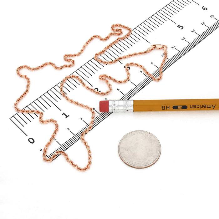 10K Rose Gold 2.2mm Rope Chain (Solid Links) 18"-22"