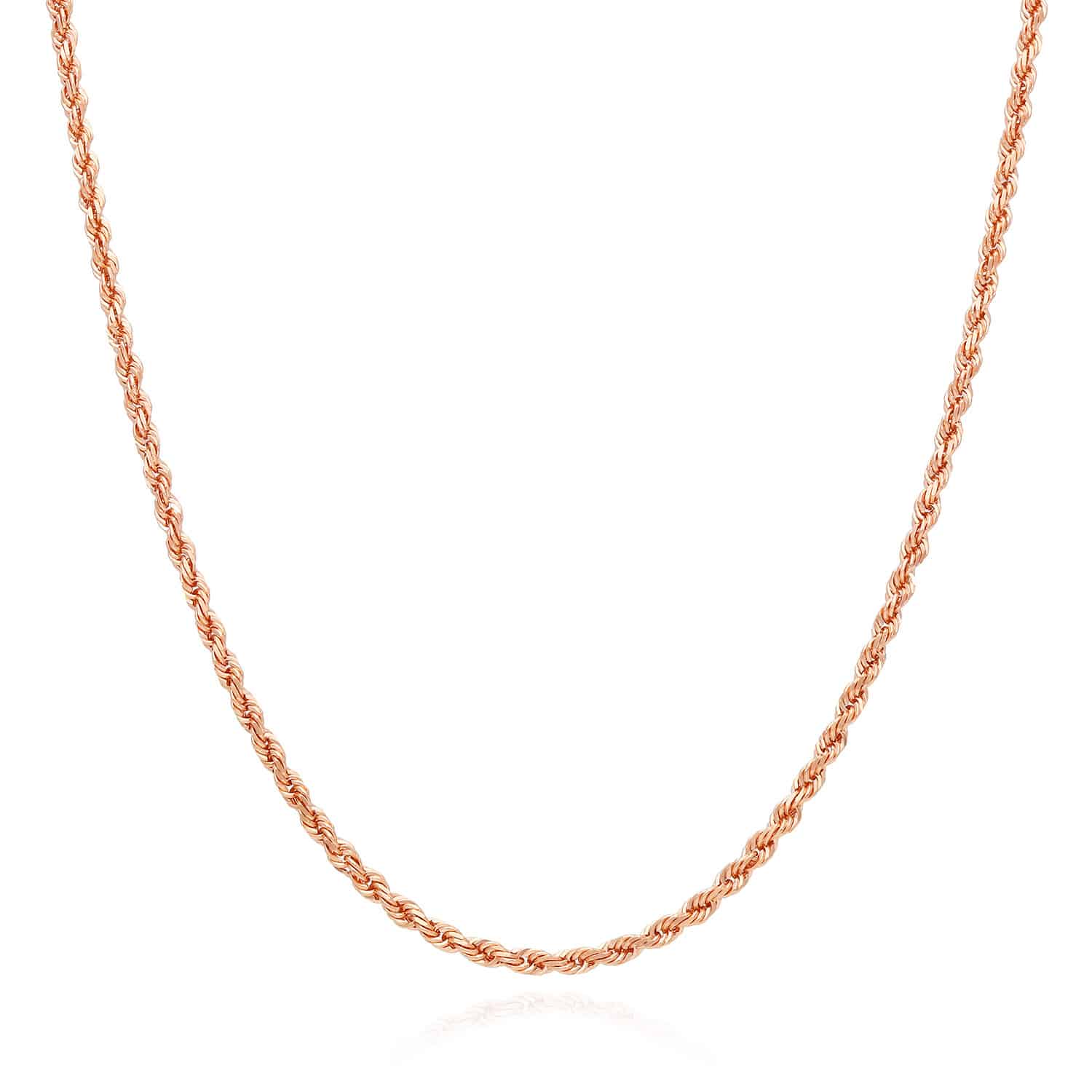 10K Rose Gold 2.2mm Rope Chain (Solid Links) 18