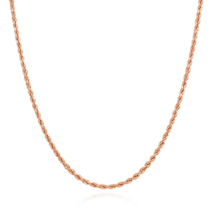 10K Rose Gold 2.2mm Rope Chain (Solid Links) 18"-22"