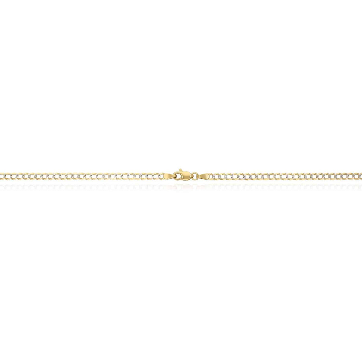 14K Yellow Gold 3mm Diamond-Cut Pave Cuban Chain (Solid Links) 16"-24"