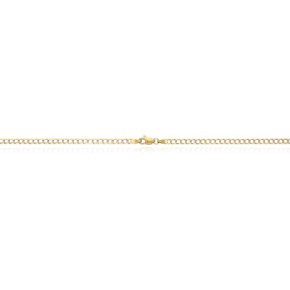 Kid's Solid 14K Yellow Gold 3mm Diamond Cut Pave Cuban  Chain 16"-20"