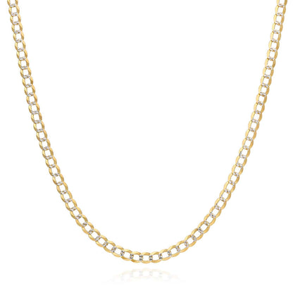 Kid's Solid 14K Yellow Gold 3mm Diamond Cut Pave Cuban  Chain 16"-20"