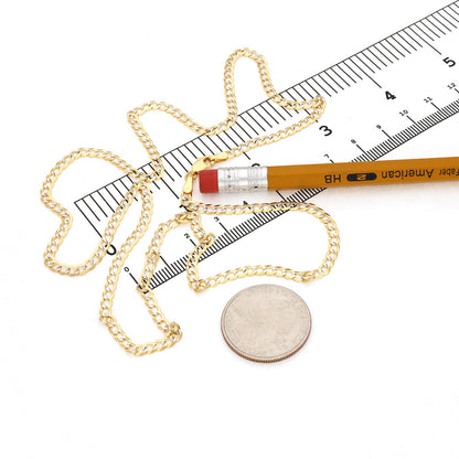 Kid's Solid 14K Yellow Gold 3mm Diamond Cut Pave Cuban  Chain 16"-20"