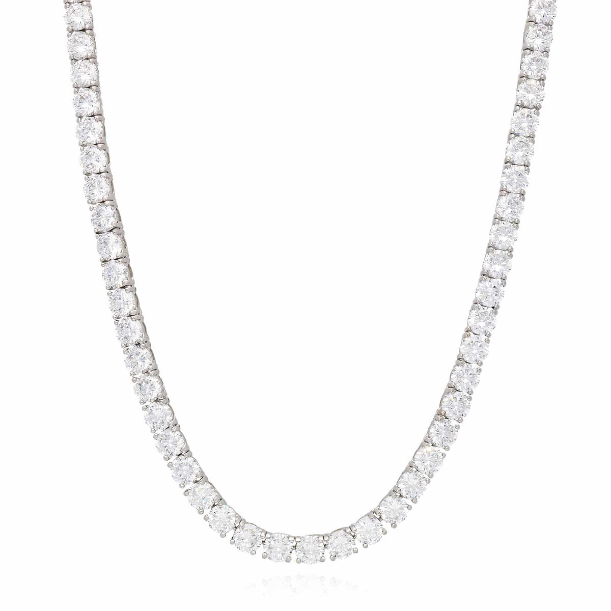50CTW CZ 5mm Sterling Silver Tennis Necklace 16"-26"