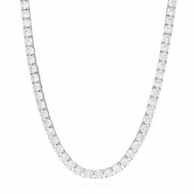 50CTW CZ 5mm Sterling Silver Tennis Necklace 16"-26"