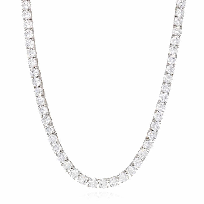 50CTW CZ 5mm Sterling Silver Tennis Necklace 16"-26"