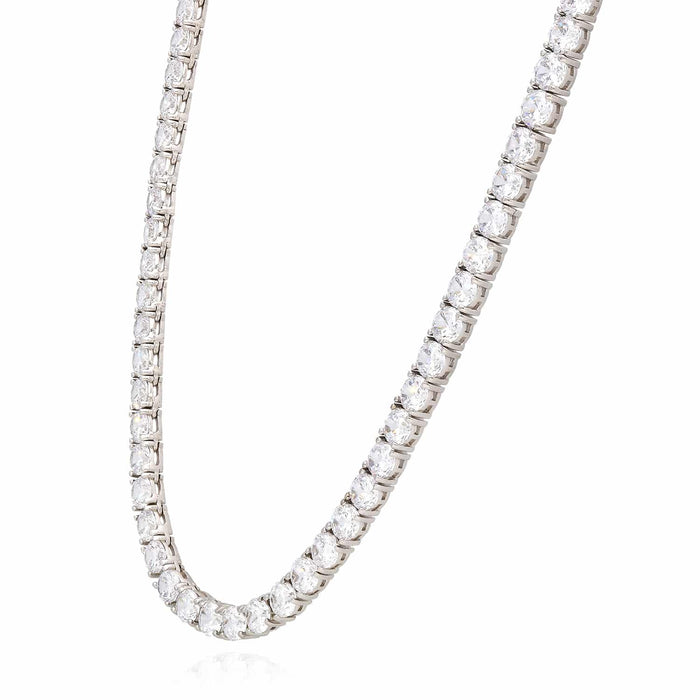 50CTW CZ 5mm Sterling Silver Tennis Necklace 16"-26"
