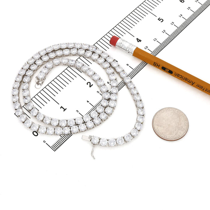 50CTW CZ 5mm Sterling Silver Tennis Necklace 16"-26"