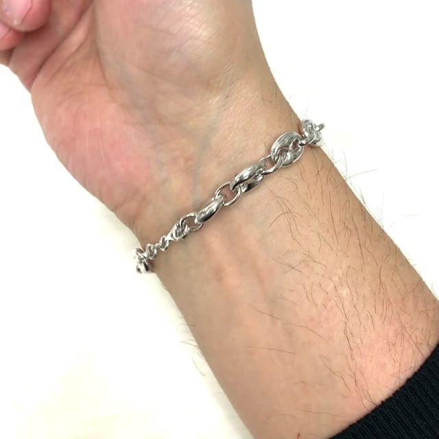 Italy 925 Sterling Silver 9.5mm Puffed Anchor Mariner   Bracelet 8"