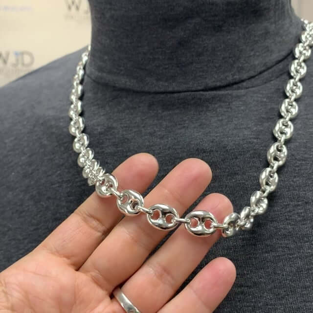 Sterling Silver 12mm Puffed Anchor Mariner Chain (Hollow) 24"-36"