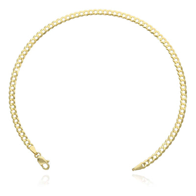 14K Yellow Gold 3.7mm Cuban Anklet (Solid Links) 10"