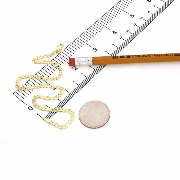 14K Yellow Gold 3.7mm Cuban Anklet (Solid Links) 10"