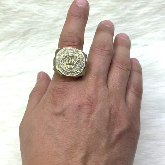 10K Real Gold 1.50CTW CZ Crown Signet Ring